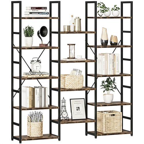 NUMENN Triple Column 5 Tier Bookshelf